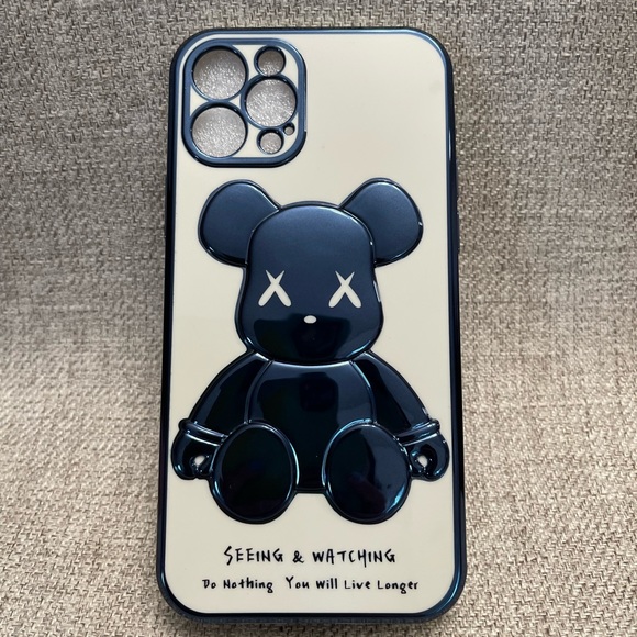Electroplate Blue Violent Bear in White Background iPhone Case - Picture 3 of 10